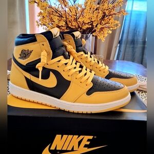 Nike Men's Yellow and Black Air Jordan 1 Retro High OG “Pollen” Varsity Size 13